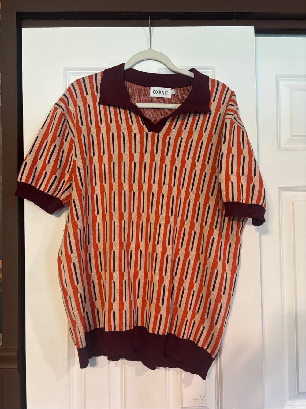 OXKNIT Orange Patterned Short-Sleeve Polo